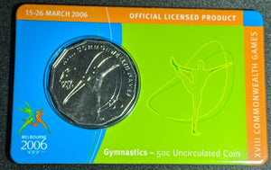 2006 50c Commonwealth Games - Gymnastics Carded UNC