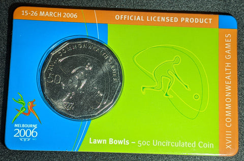 2006 50c Commonwealth Games - Lawn Bowls Carded UNC