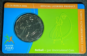 2006 50c Commonwealth Games - Netball Carded UNC