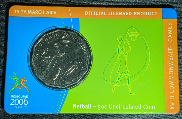 2006 50c Commonwealth Games - Netball Carded UNC