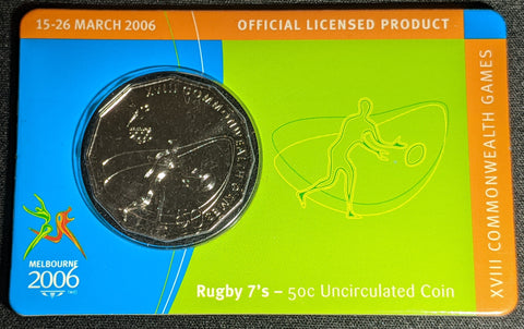 2006 50c Commonwealth Games - Rugby 7's Carded UNC