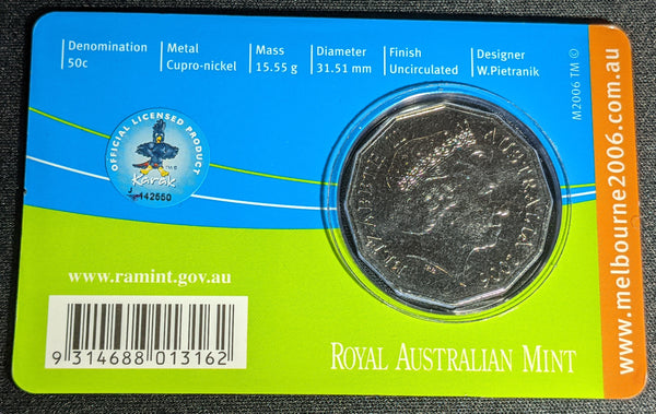 2006 50c Commonwealth Games - Shooting Carded UNC