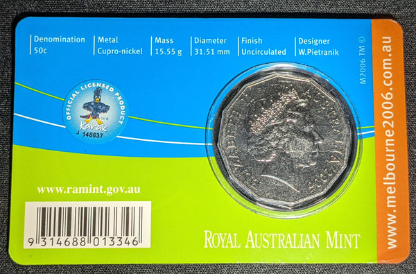 2006 50c Commonwealth Games - Table Tennis Carded UNC