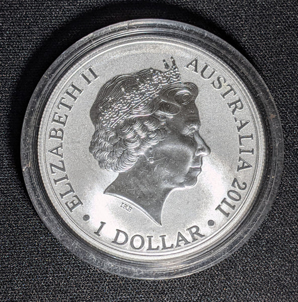 2011 Kangaroo at Sunset $1 F15 Privy Mark 1 oz Silver BU Reverse Frosted