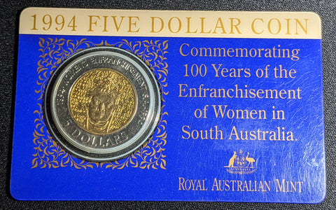 1994 $5 Commemorating 100 Years of the Enfranchisement of Women in South Australia