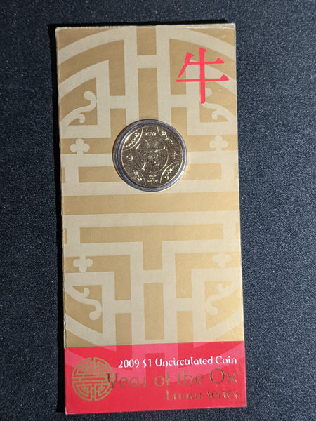 2009 One Dollar Carded Unc Coin RAM Lunar Year of the Ox