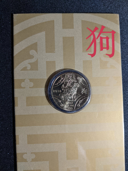 2018 One Dollar Carded Unc Coin RAM Lunar Year of the Dog