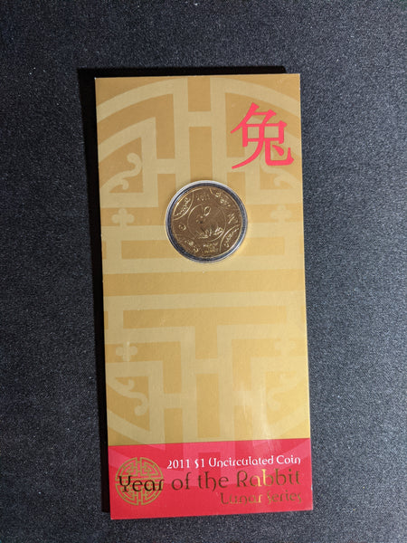 2011 One Dollar Carded Unc Coin RAM Lunar Year of the Rabbit