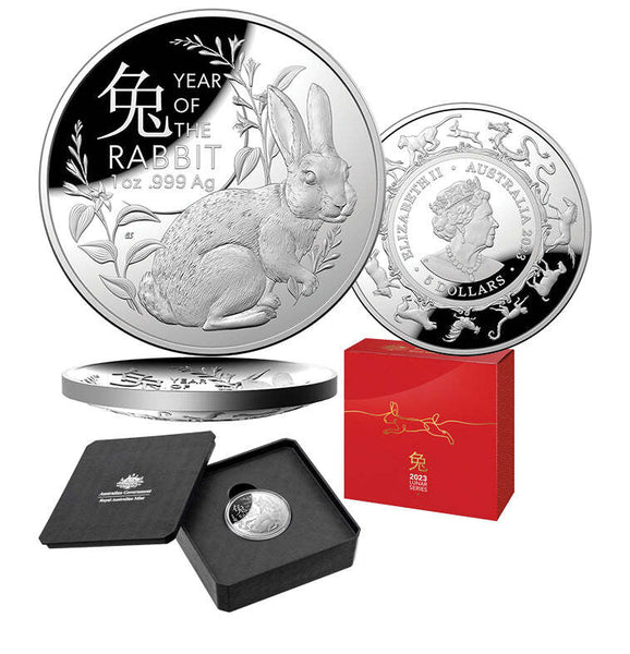 2023 $5 Domed Fine Silver Proof Coin – Year of the Rabbit