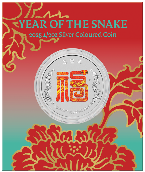 2025 Year Of The Snake 'Fu' - Prosperity 1/2oz Silver Coloured Coin In Card