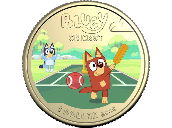2027 $1 Bluey Cricket Coloured Uncirculated Coin