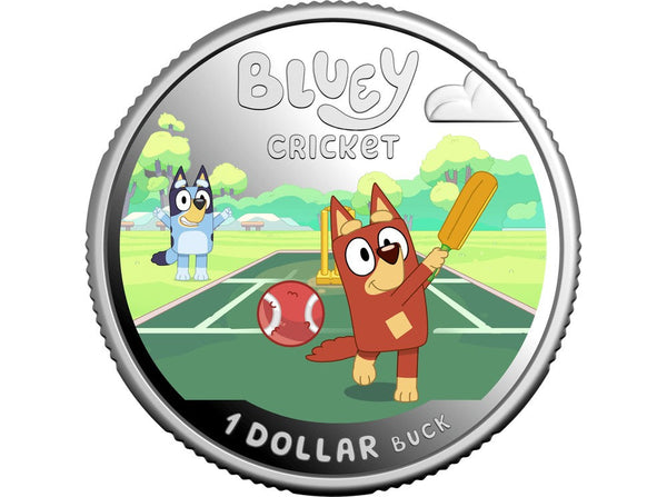 2027 $1 Bluey Cricket Coloured Silver Proof Coin one per customer