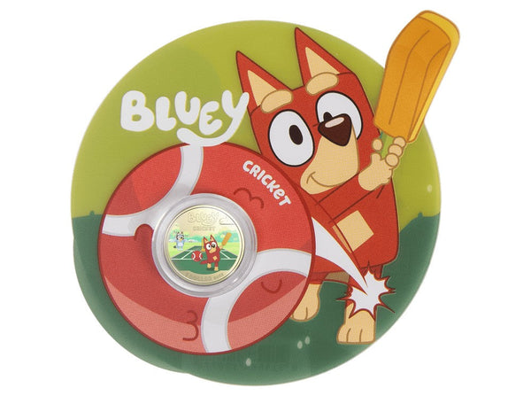 2027 $1 Bluey Cricket Coloured Uncirculated Coin