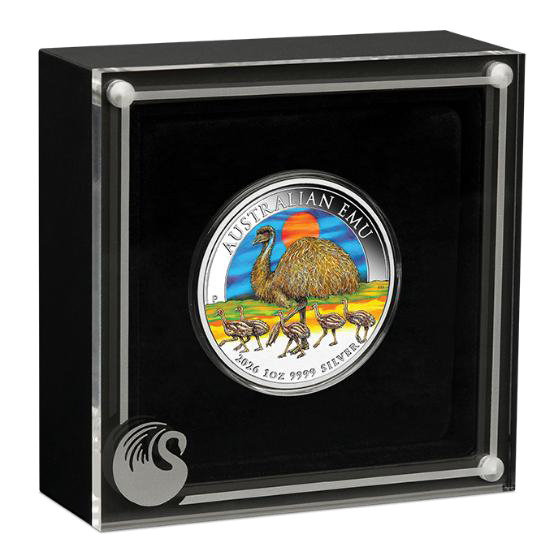 2026 1oz Australian Emu Silver Coloured Coin