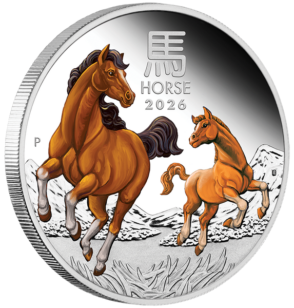Australian Lunar Series III Year Of The Horse 2026 1oz Silver Proof Coloured Coin