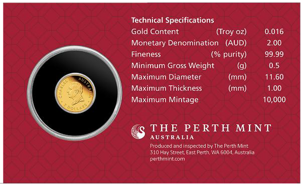 2026 0.5g Mini Horse Gold Proof Coin in Card - Australian Lunar Series III – Year of the Horse
