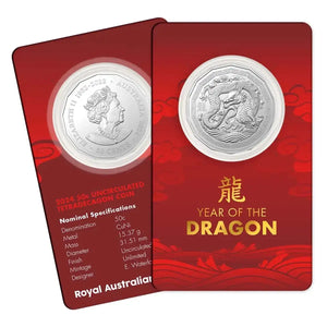 2024 YEAR OF THE DRAGON 50C TETRADECAGON CU-NI UNCIRCULATED COIN