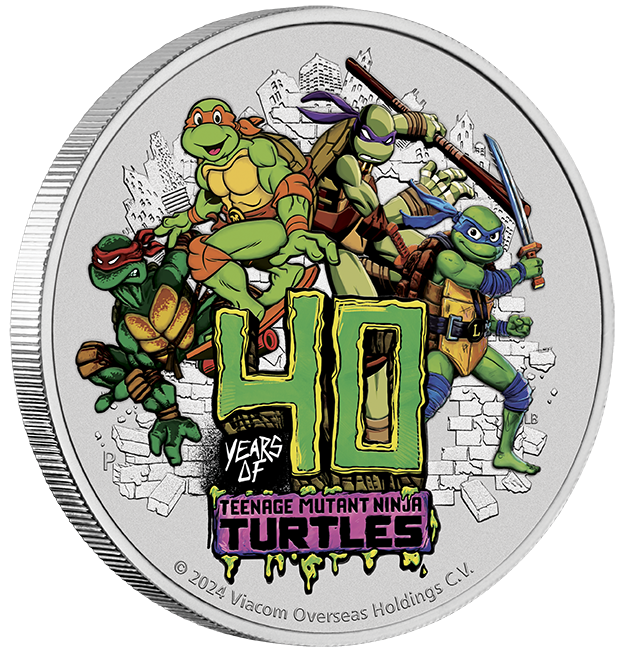 2024 TEENAGE MUTANT NINJA TURTLES 1OZ SILVER COLOURED COIN IN CARD