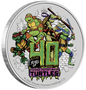 2024 TEENAGE MUTANT NINJA TURTLES 1OZ SILVER COLOURED COIN IN CARD