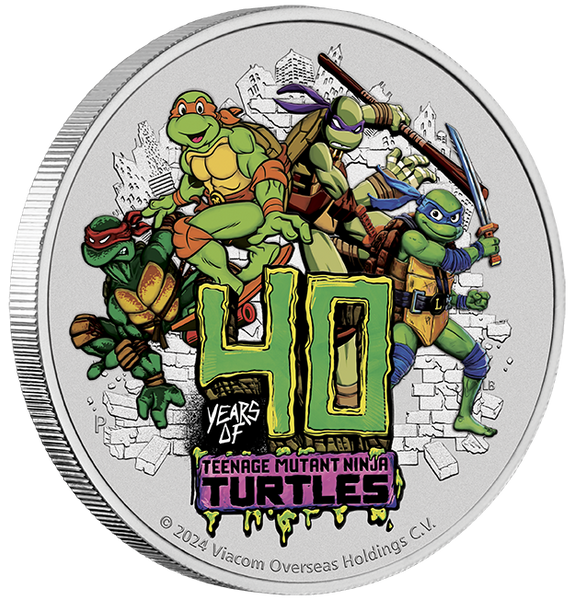 2024 TEENAGE MUTANT NINJA TURTLES 1OZ SILVER COLOURED COIN IN CARD