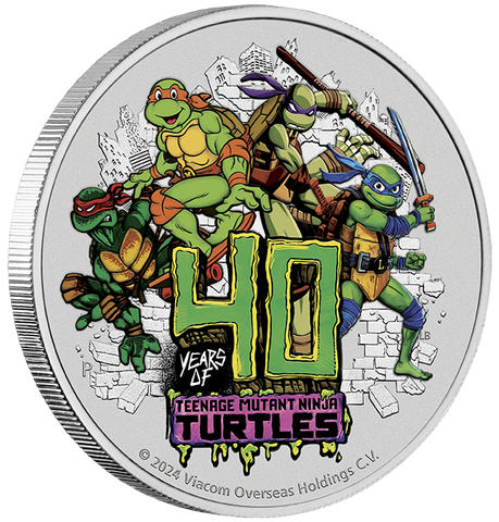 2024 TEENAGE MUTANT NINJA TURTLES 1OZ SILVER COLOURED COIN IN CARD