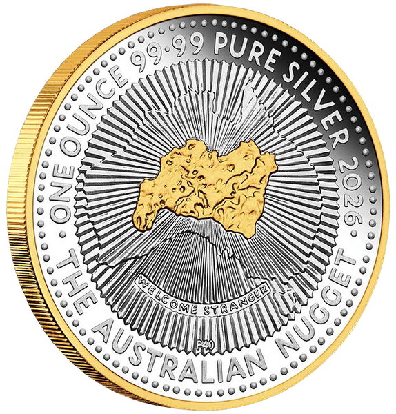 2026 1oz 40th Anniversary of Australia Nugget Program Silver Proof Gilded Coin