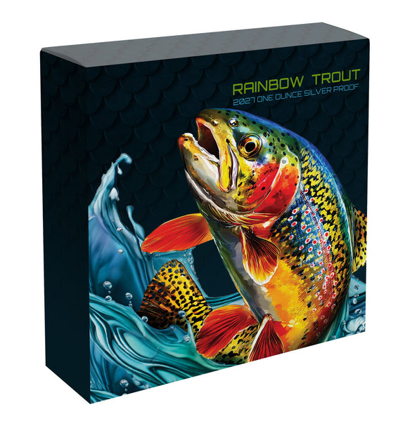 Rainbow Trout 2027 silver proof coin - outer box