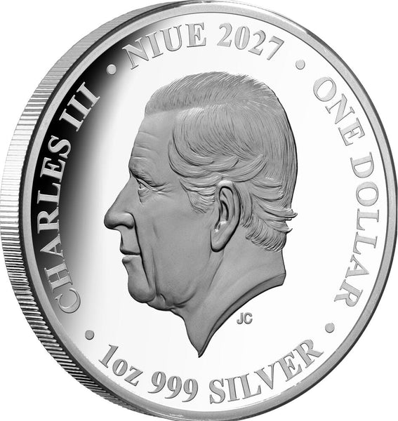 Rainbow Trout 2027 silver proof coin - reverse