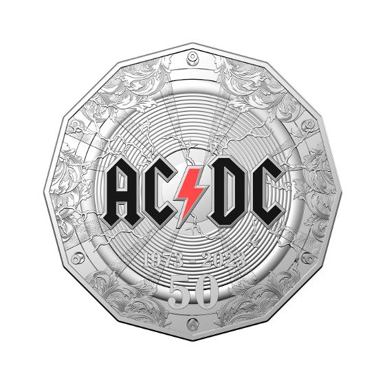 2023 50c 50th Anniversary of AC/DC Uncirculated Coin on RAM Card