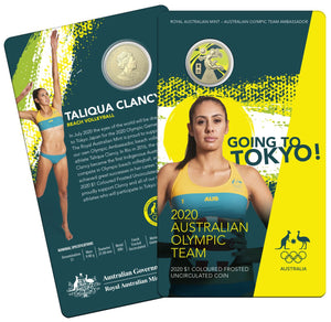 2020 $1 Coloured Frosted Coin - Going to Tokyo! - Australian Olympic Team