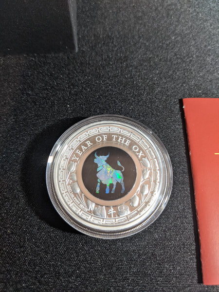 2021 $1 Australian Opal Year Of The Ox 1oz Silver Proof Opal Coin