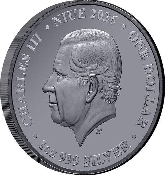 Chess Rook 2026 $1 1oz Silver Black Proof Coin