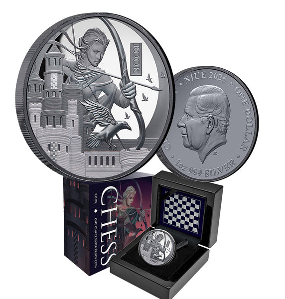 Chess Rook 2026 $1 1oz Silver Black Proof Coin