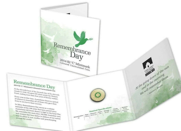 $2 2014 Remembrance Day Green Coloured 'C' Mintmark