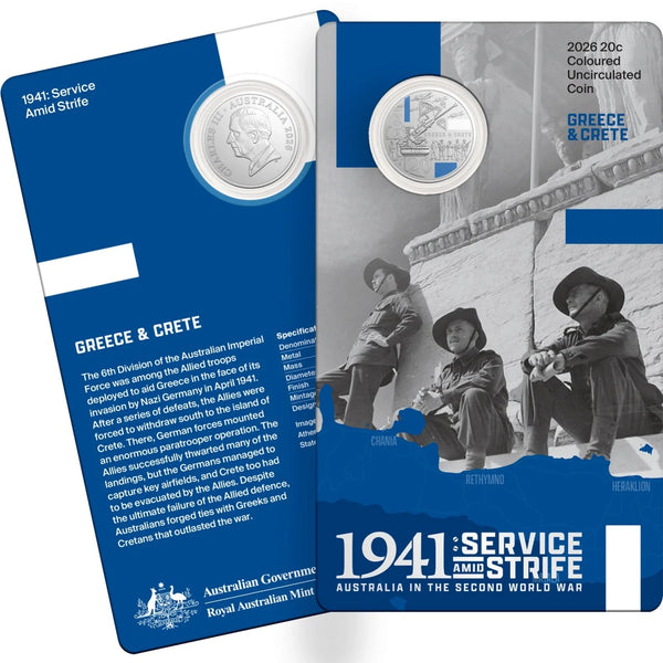 2026 WWII Service Amid Strife 20c Coloured Uncirculated Three-Coin Set