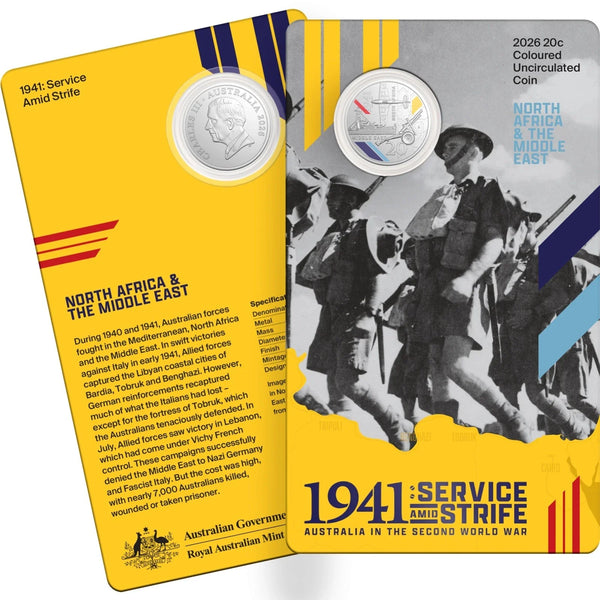 2026 WWII Service Amid Strife 20c Coloured Uncirculated Three-Coin Set