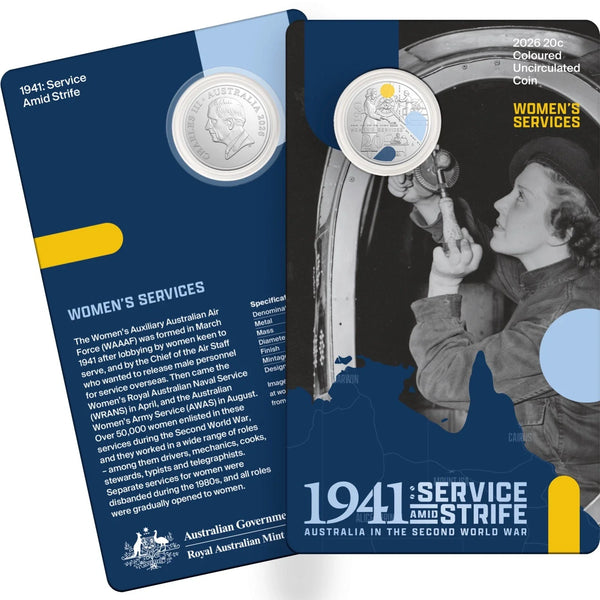 2026 WWII Service Amid Strife 20c Coloured Uncirculated Three-Coin Set
