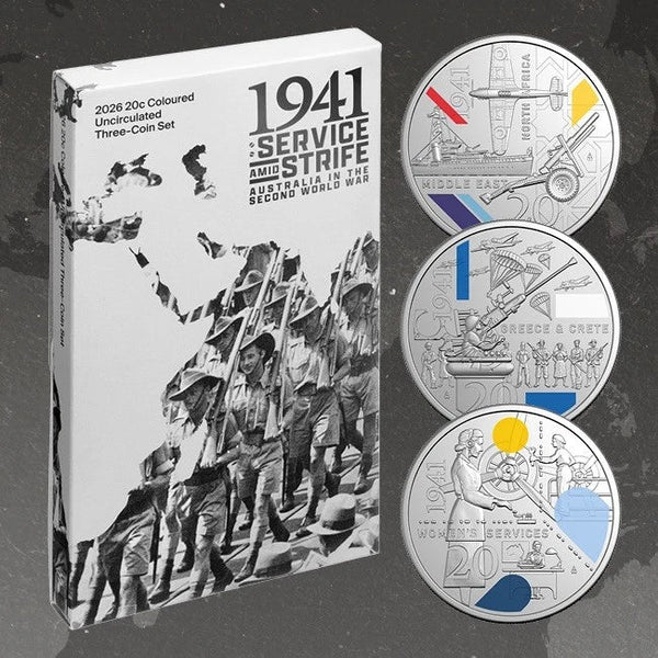 2026 WWII Service Amid Strife 20c Coloured Uncirculated Three-Coin Set