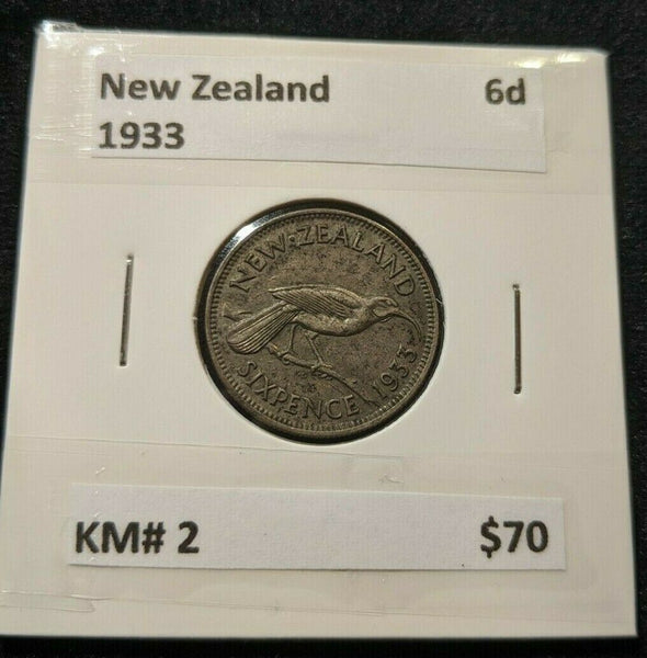 New Zealand 1933 6d Sixpence  KM# 2