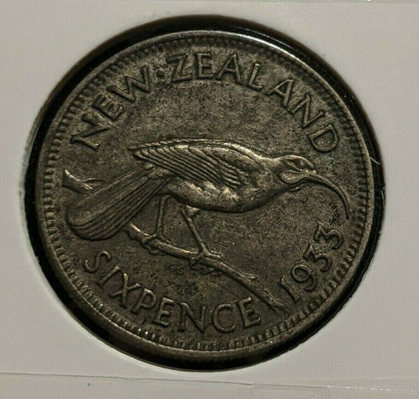 New Zealand 1933 6d Sixpence  KM# 2