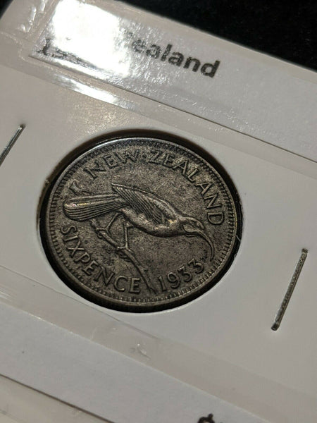 New Zealand 1933 6d Sixpence  KM# 2