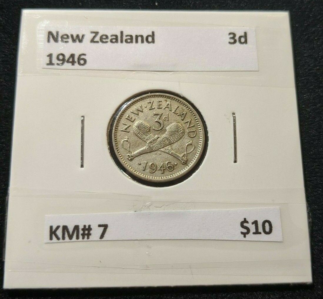 New Zealand 1946 3d Threepence  KM# 7