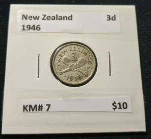 New Zealand 1946 3d Threepence  KM# 7