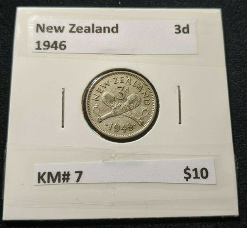 New Zealand 1946 3d Threepence  KM# 7
