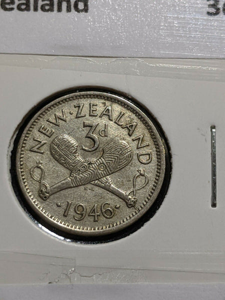 New Zealand 1946 3d Threepence  KM# 7