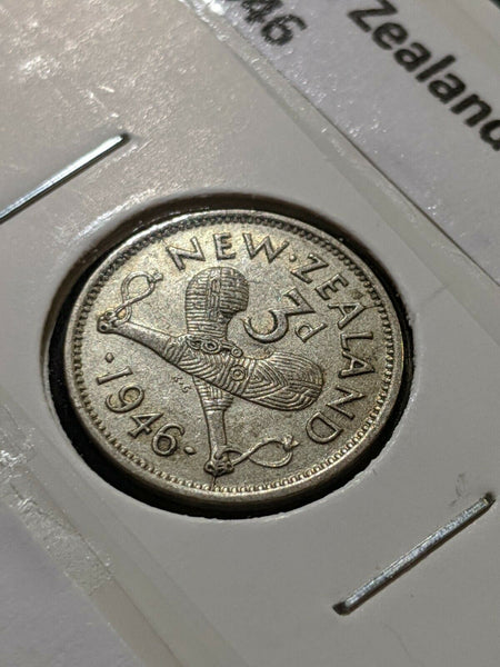 New Zealand 1946 3d Threepence  KM# 7