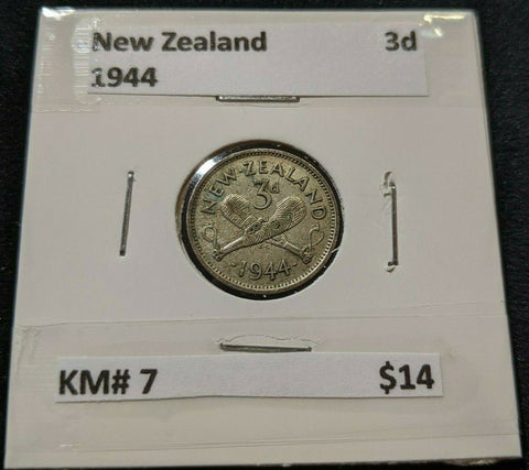 New Zealand 1944 3d Threepence  KM# 7