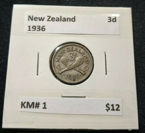 New Zealand 1936 3d Threepence  KM# 1