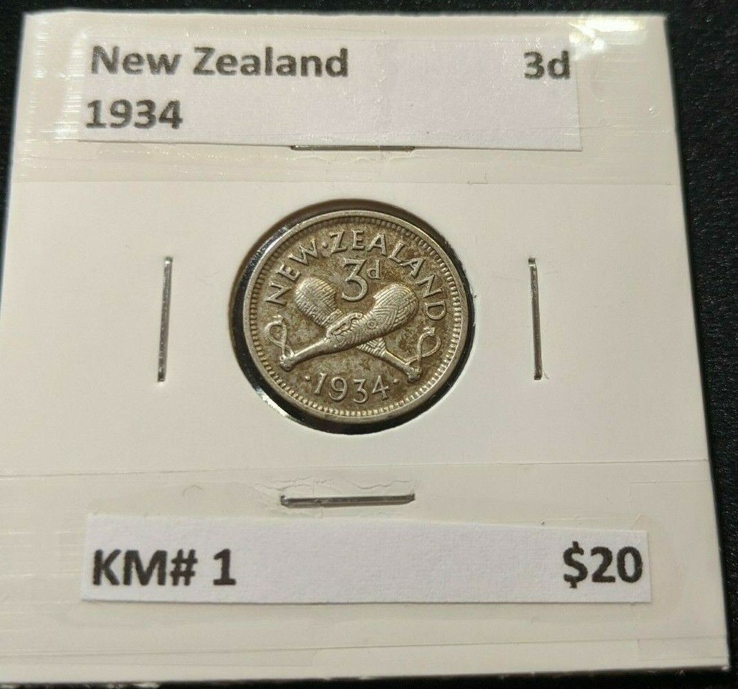 New Zealand 1934 3d Threepence  KM# 1