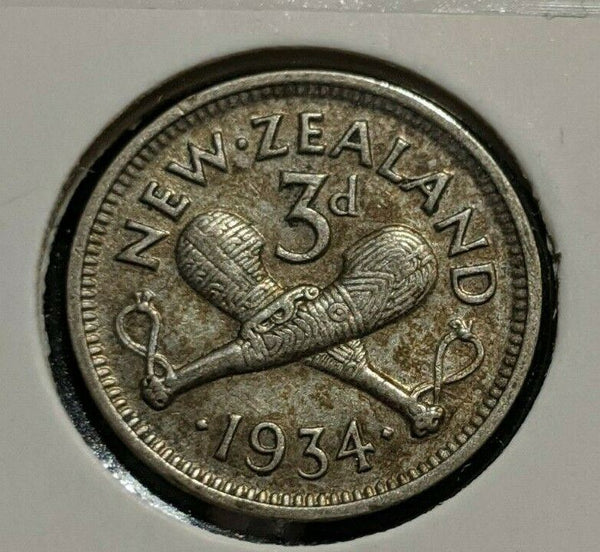 New Zealand 1934 3d Threepence  KM# 1
